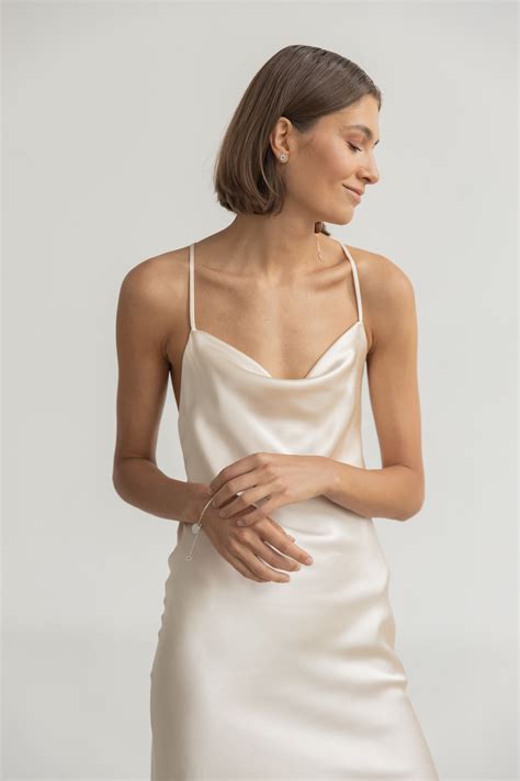 Natural Satin Slip Dress 